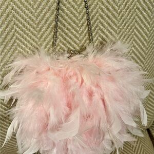 Elegant Pink Feathered Women's Bag